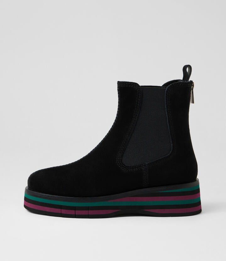 Image of Boots. Product name - Guido Black Forest Multi Suede Chelsea Boots in Black-Forest&Blk Multi colour by brand - MIDAS