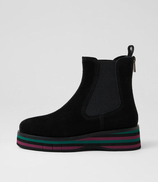 Image of Boots. Product name - Guido Black Forest Multi Suede Chelsea Boots in Black-Forest&Blk Multi colour by brand - MIDAS