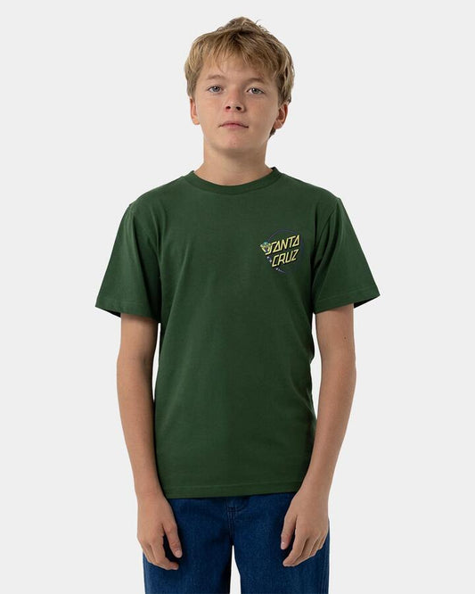Image of T-Shirts. Product name - Santa Cruz Boys 8-16 Winkowski Dope Planet 2 Dot T-Shirt Dark Green in Dark Green colour by brand - Santa Cruz