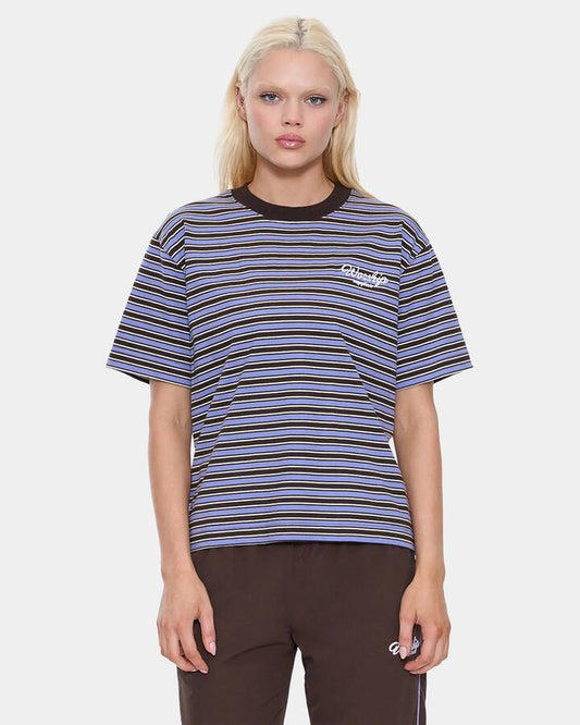 Image of T-Shirts. Product name - Worship Womens Coed Stripe Regular Fit T-Shirt Ganache in Ganache colour by brand - Worship