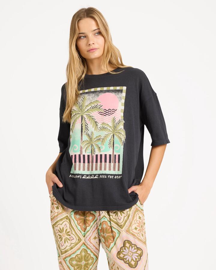 Image of T-Shirts. Product name - Billabong Womens Feel It T-Shirt Black Sands in Black Sands colour by brand - Billabong