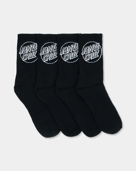 Image of Socks. Product name - Santa Cruz Mens Opus Dot 4 Pack Crew Socks Black in Black colour by brand - Santa Cruz