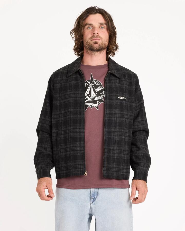 Image of Coats & Jackets. Product name - Volcom Mens Avoider Garage Jacket Black Grey in Black Grey colour by brand - Volcom