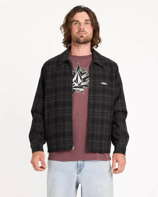 Image of Coats & Jackets. Product name - Volcom Mens Avoider Garage Jacket Black Grey in Black Grey colour by brand - Volcom