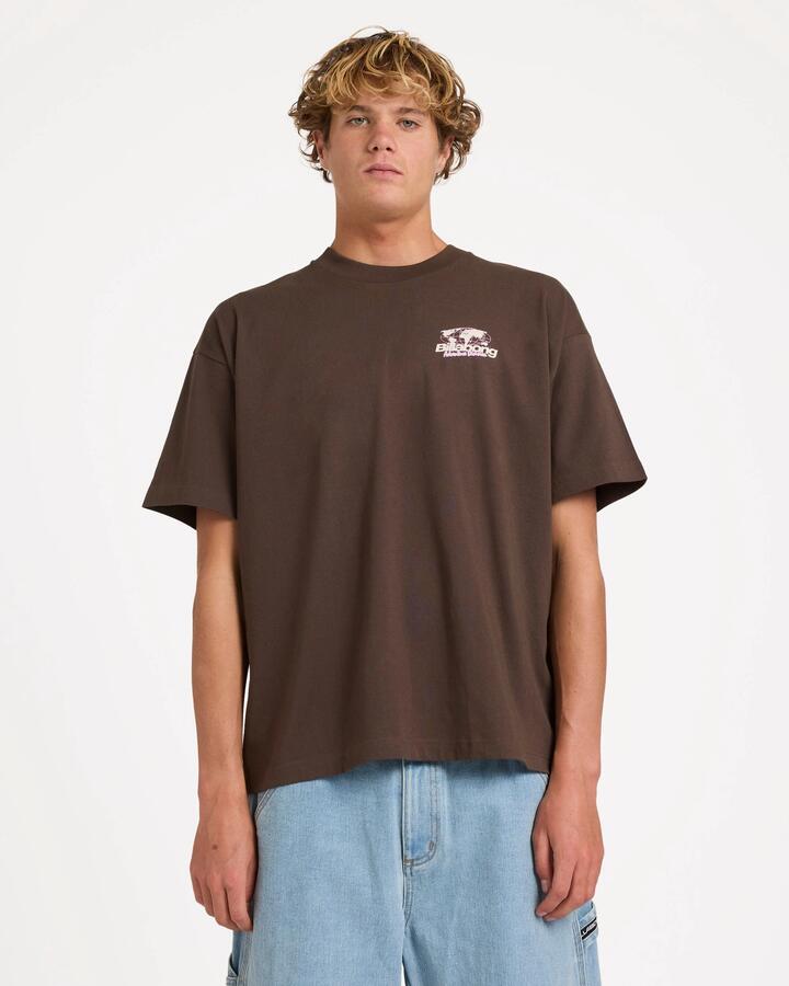 Image of T-Shirts. Product name - Billabong Mens Adiv World T-Shirt Chocolate in Chocolate colour by brand - Billabong