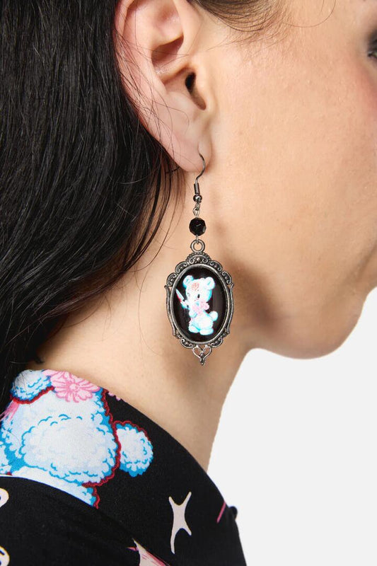 Image of Earrings. Productname: Creeps Framed Earrings in Black colour by brand - Dangerfield