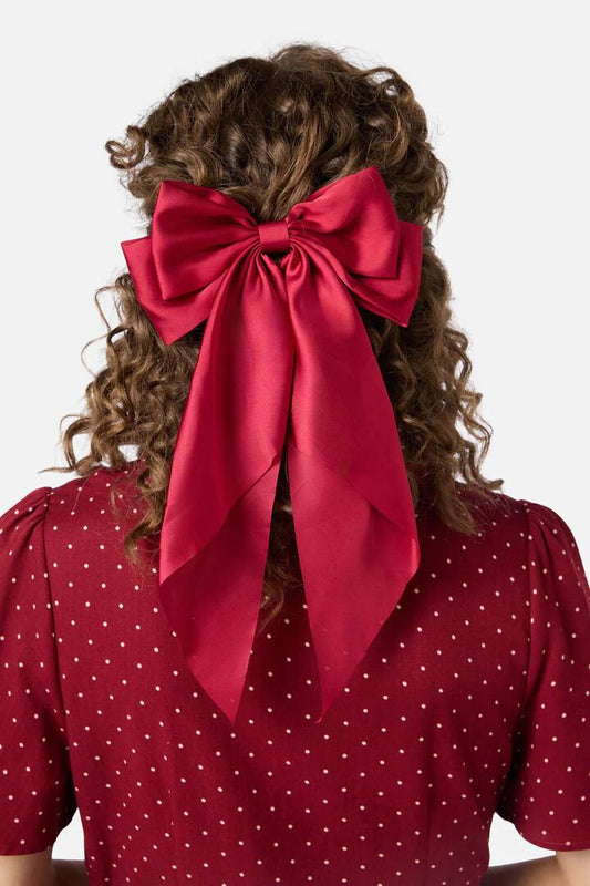 Image of Hair Accessories. Productname: Satin Bow Barrette Hair Clip in Black colour by brand - Princess Highway