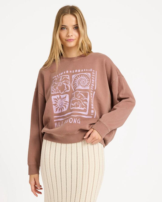 Image of Accessories. Product name - Billabong Womens Sand To Surf Crew Neck Brownstone in Brownstone colour by brand - Billabong