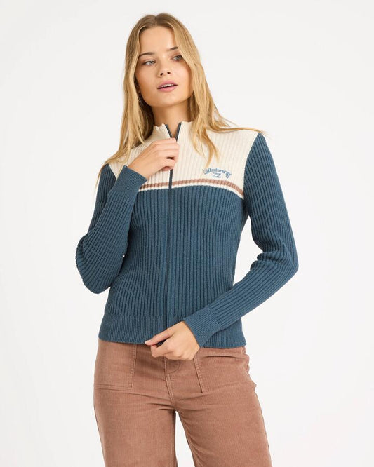 Image of Coats & Jackets. Product name - Billabong Womens Real Since 73 Full Zip Jacket Stormy in Stormy colour by brand - Billabong