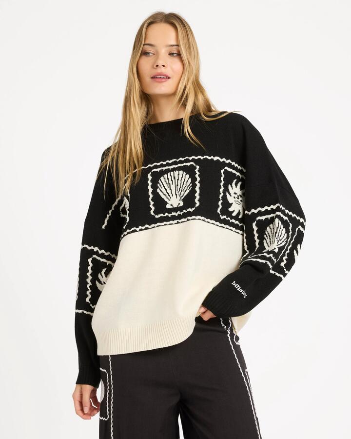 Image of Accessories. Product name - Billabong Womens Sea Side Dreamer Crew Neck Black Sands in Black Sands colour by brand - Billabong