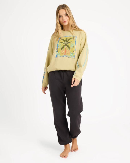 Image of a model wearing Pants. Product name - Billabong Womens Wave Essentials Track Pants Off Black in Off Black colour by brand - Billabong
