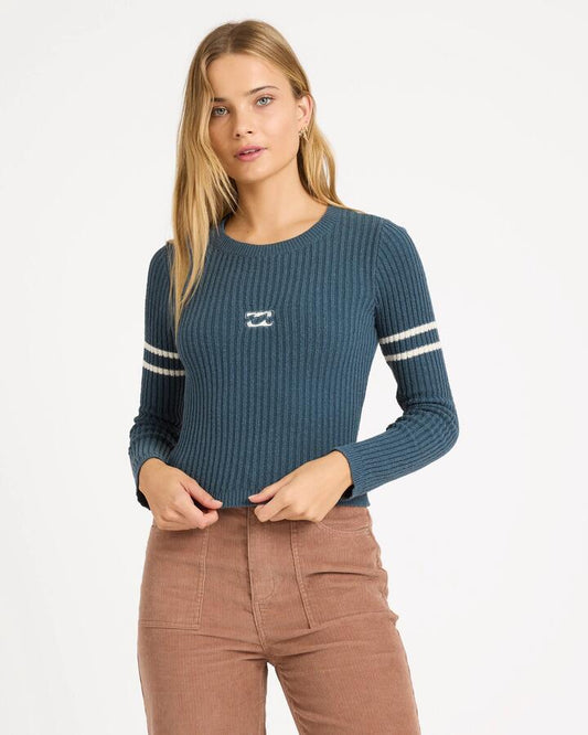 Image of Accessories. Product name - Billabong Womens Real Since 73 Crew Neck Stormy in Stormy colour by brand - Billabong