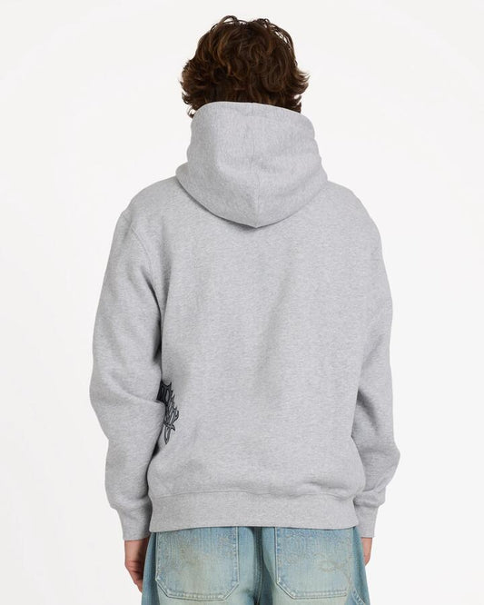 Image of a model wearing Outerwear. Product name - Billabong Mens Tilt Zip Up Hoodie Light Grey Heather in Light Grey Heather colour by brand - Billabong