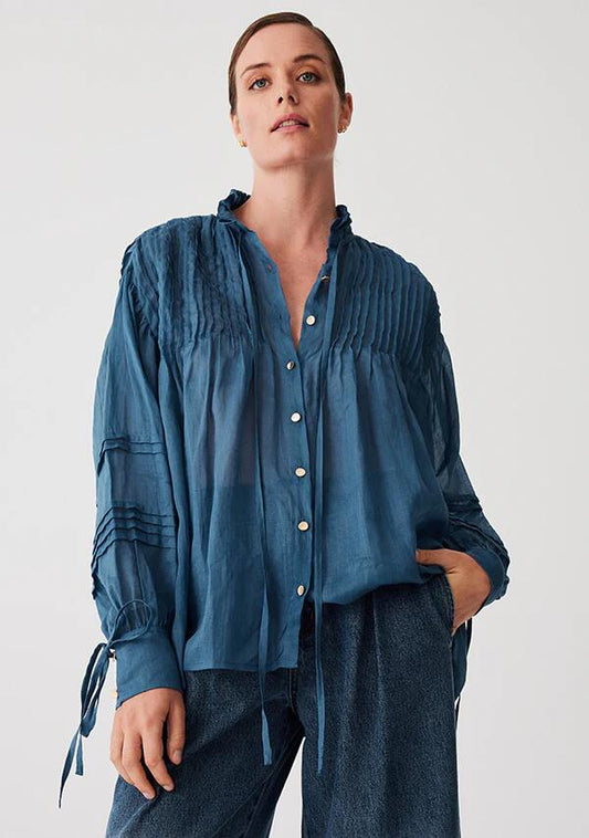 Image of Blouses. Productname: Aaliyah Blouse in Midnight Blue colour by brand - MOS The Label