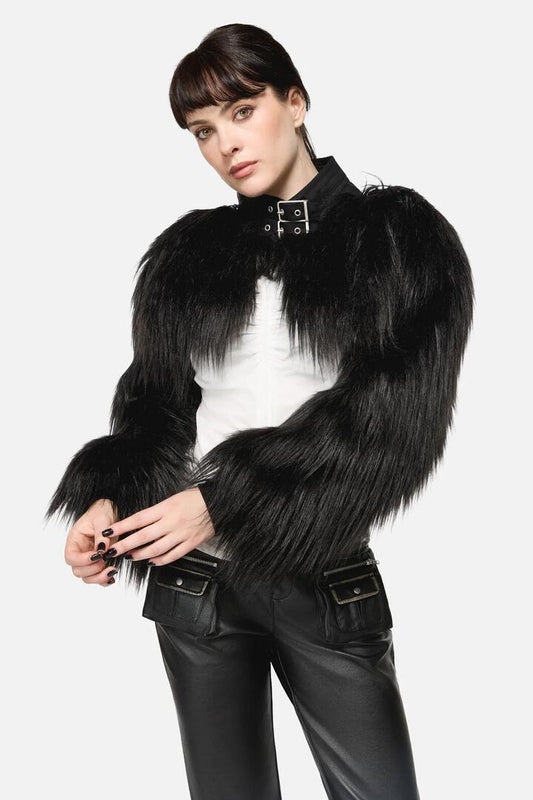 Image of Coats & Jackets. Productname: Armoured Fur Sleeves in Black colour by brand - Dangerfield