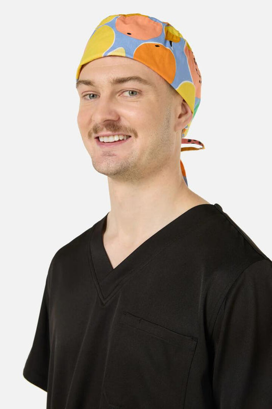 Image of Hats. Product name - Fruit Salad scrub hat in Blue colour by brand - Gorman