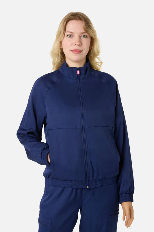 Image of Coats & Jackets. Product name - Scrub Womens Navy Zip Up Jacket in Navy colour by brand - Gorman
