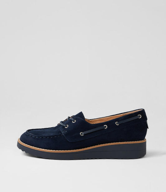 Image of Shoes. Product name - Orton Navy Suede Boat Shoes in Navy-Navy Sole colour by brand - MIDAS
