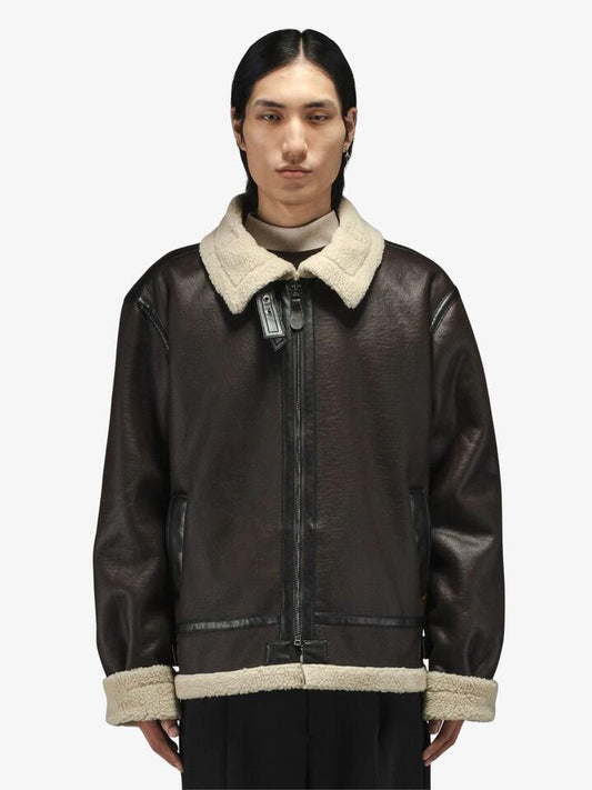 Image of Coats & Jackets. Productname: Alpha Industries Mouton B-3 Jacket in Brown Leather colour by brand - Alpha Industries
