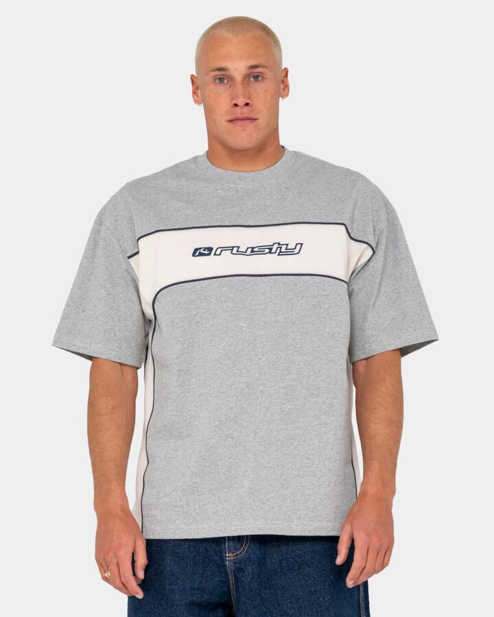 Image of T-Shirts. Product name - Rusty Mens Squeeker T-Shirt Grey Marle in Grey Marle colour by brand - Rusty