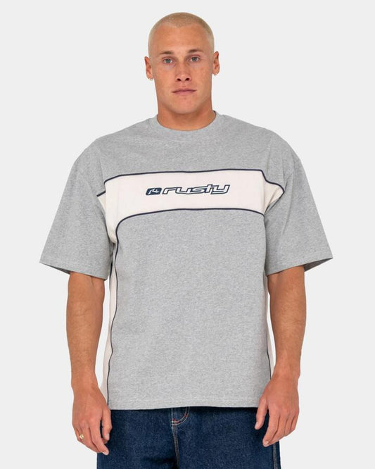 Image of T-Shirts. Product name - Rusty Mens Squeeker T-Shirt Grey Marle in Grey Marle colour by brand - Rusty