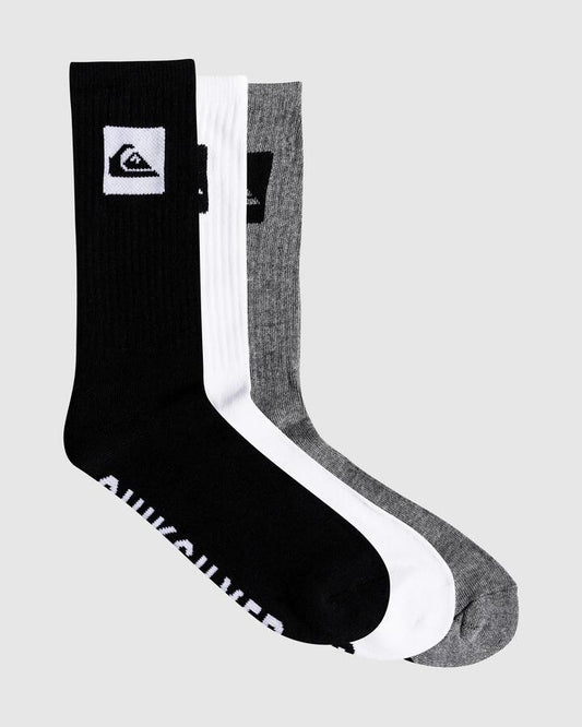 Image of Socks. Product name - Quiksilver Mens Quick 3 Packs Crew Socks Assorted in Assorted colour by brand - Quiksilver