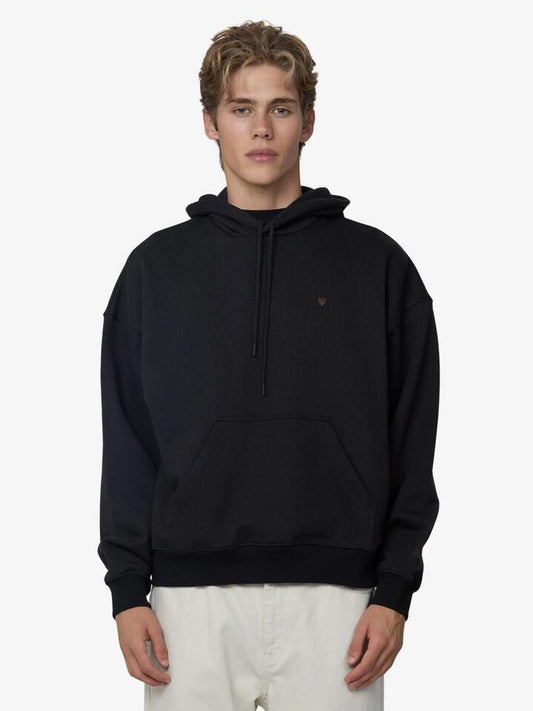 Image of a model wearing Outerwear. Productname: Article One Article Heart Hoodie in Washedblack colour by brand - Article One