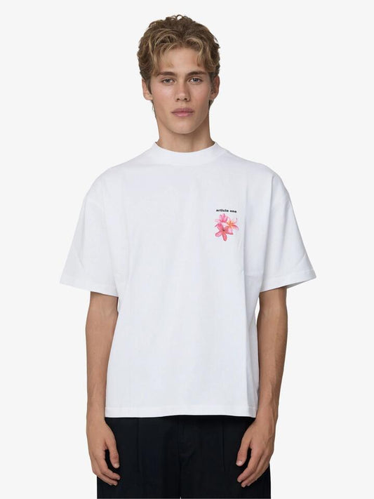 Image of T-Shirts. Productname: Article One Frangipani Tee in White colour by brand - Article One