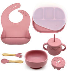 Image of Food Items. Product name - Nibble & Sip 7-piece Feeding Set Pink in colour by brand - Toymate