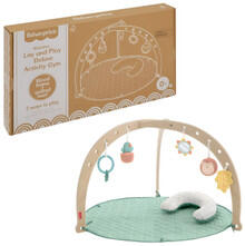 Image of Toys. Product name - Fisher-Price Wood Baby Playmat Lay & Play Deluxe Activity Gym with Wooden Frame & Tummy Time Sensory Toys in colour by brand - Toymate