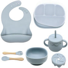 Image of Food Items. Product name - Nibble & Sip 7-piece Feeding Set Blue in colour by brand - Toymate