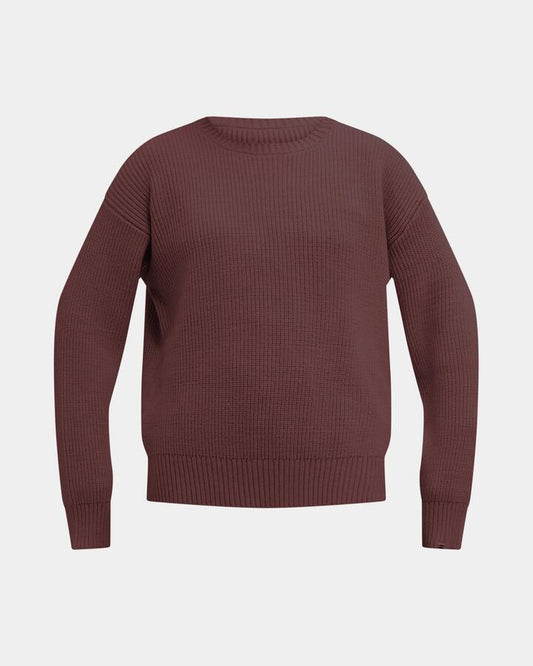 Image of a model wearing Outerwear. Product name - Billabong Womens Coastline Sweatshirt Teak in Teak colour by brand - Billabong