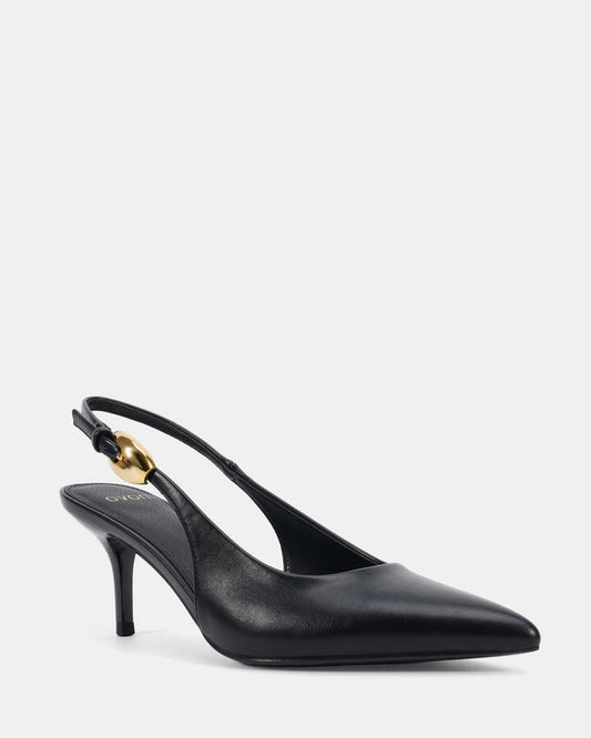 Image of Heels. Product name - Iconic Black Smooth Vegan Heels in Black colour by brand - Novo