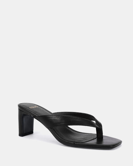 Image of Heels. Product name - Letty Black Vegan Heels in Black colour by brand - Novo