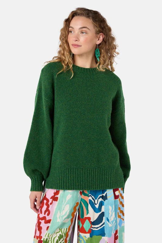 Image of a model wearing Outerwear. Product name - Sienna Jumper in Green colour by brand - Gorman