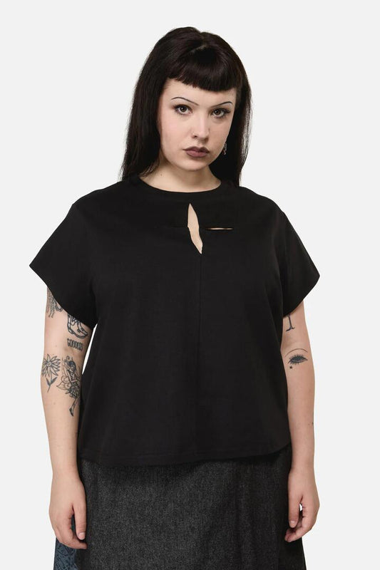 Image of T-Shirts. Productname: Curve Safety First Goth Tee in Black colour by brand - Black Friday