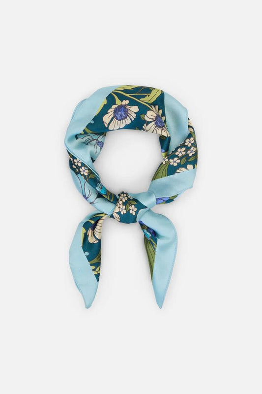 Image of Scarves & Shawls. Productname: Gloria Floral Satin Scarf in Teal colour by brand - Princess Highway
