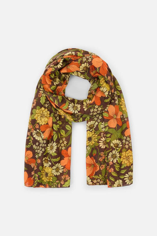Image of Scarves & Shawls. Productname: Gloria Floral Soft Scarf in Chocolate colour by brand - Princess Highway