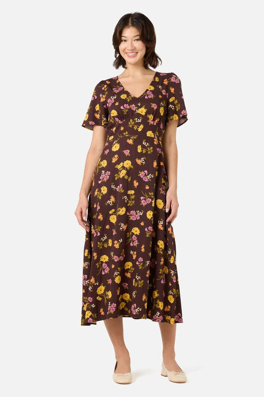 Image of Dresses. Productname: Winona Flower Midi Dress in Chocolate colour by brand - Princess Highway