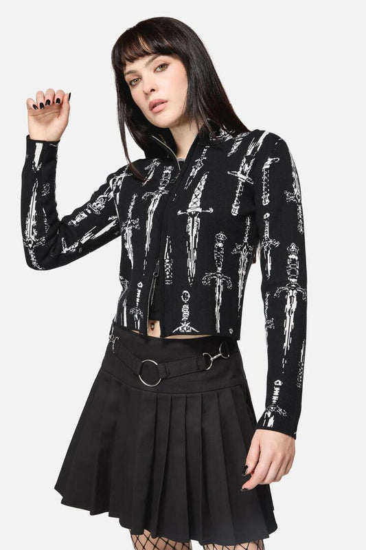 Image of Blouses. Productname: Dagger Goth Zip Cardigan in Black colour by brand - Dangerfield