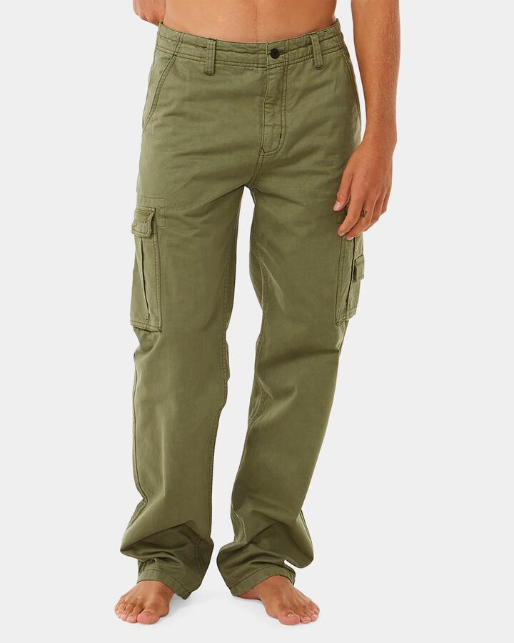 Image of a model wearing Pants. Product name - Rip Curl Mens Classic Surf Trail Cargo Pants Light Green in Light Green colour by brand - Rip Curl