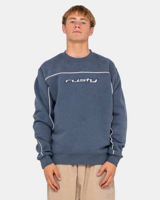 Image of Accessories. Product name - Rusty Mens Trigger Crew Neck Atlantic Blue in Atlantic Blue colour by brand - Rusty