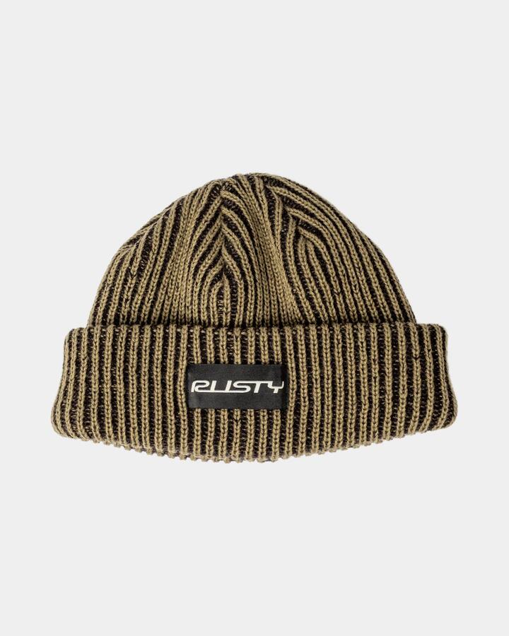 Image of Hats. Product name - Rusty Mens Pixelated Beanie Savanna in Savanna colour by brand - Rusty