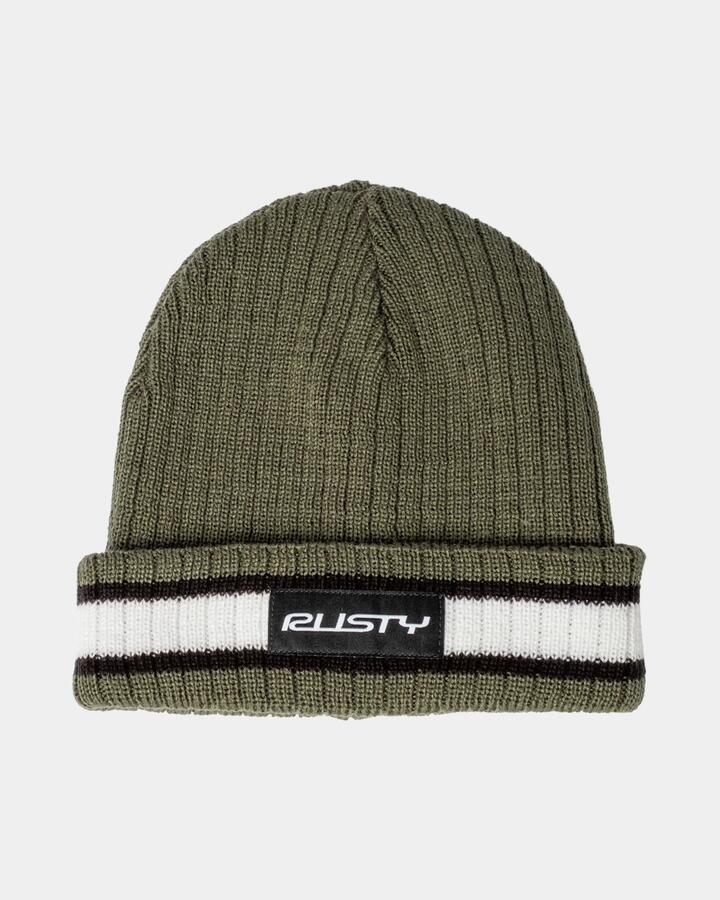 Image of Hats. Product name - Rusty Mens Bones Reversible Beanie Shadow Army in Shadow Army colour by brand - Rusty