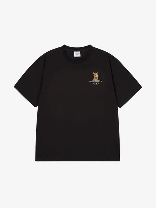 Image of a model wearing Tops. Productname: ADLV Horse Basic Logo Short Sleeve T-Shirt in Black colour by brand - ADLV