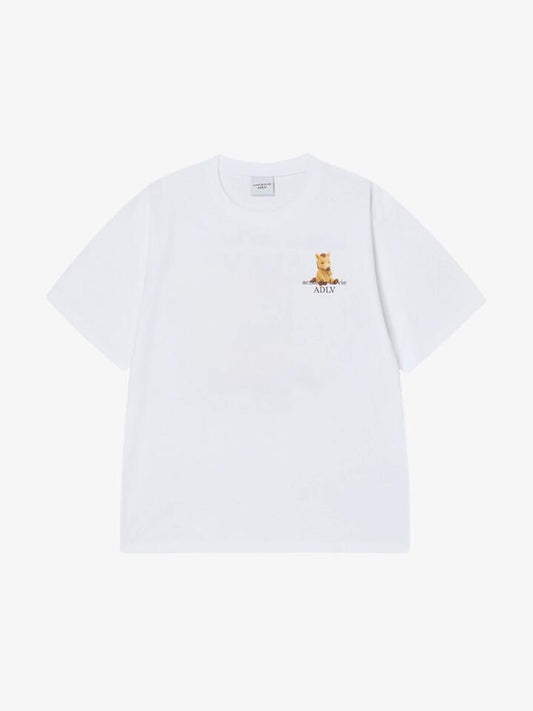 Image of a model wearing Tops. Productname: ADLV Horse Basic Logo Short Sleeve T-Shirt in White colour by brand - ADLV
