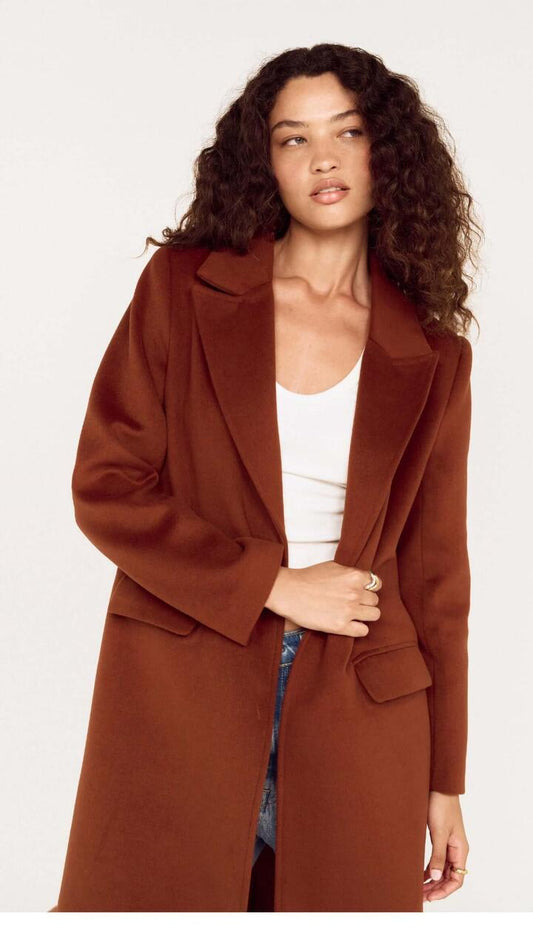 Image of Coats & Jackets. Product name - Soft Touch Tailored Coat in Chocolate in Chocolate colour by brand - MINKPINK