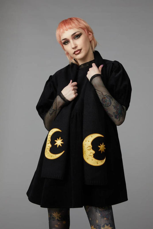 Image of Scarves & Shawls. Productname: Celestial Applique Knit Scarf in Black colour by brand - Black Friday