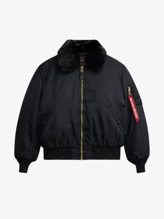 Image of a model wearing Outerwear. Productname: Alpha Industries B-15 Bomber Jacket in Black 001 colour by brand - Alpha Industries