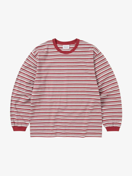 Image of T-Shirts. Productname: THISISNEVERTHAT Striped Ls Tee in Red colour by brand - THISISNEVERTHAT